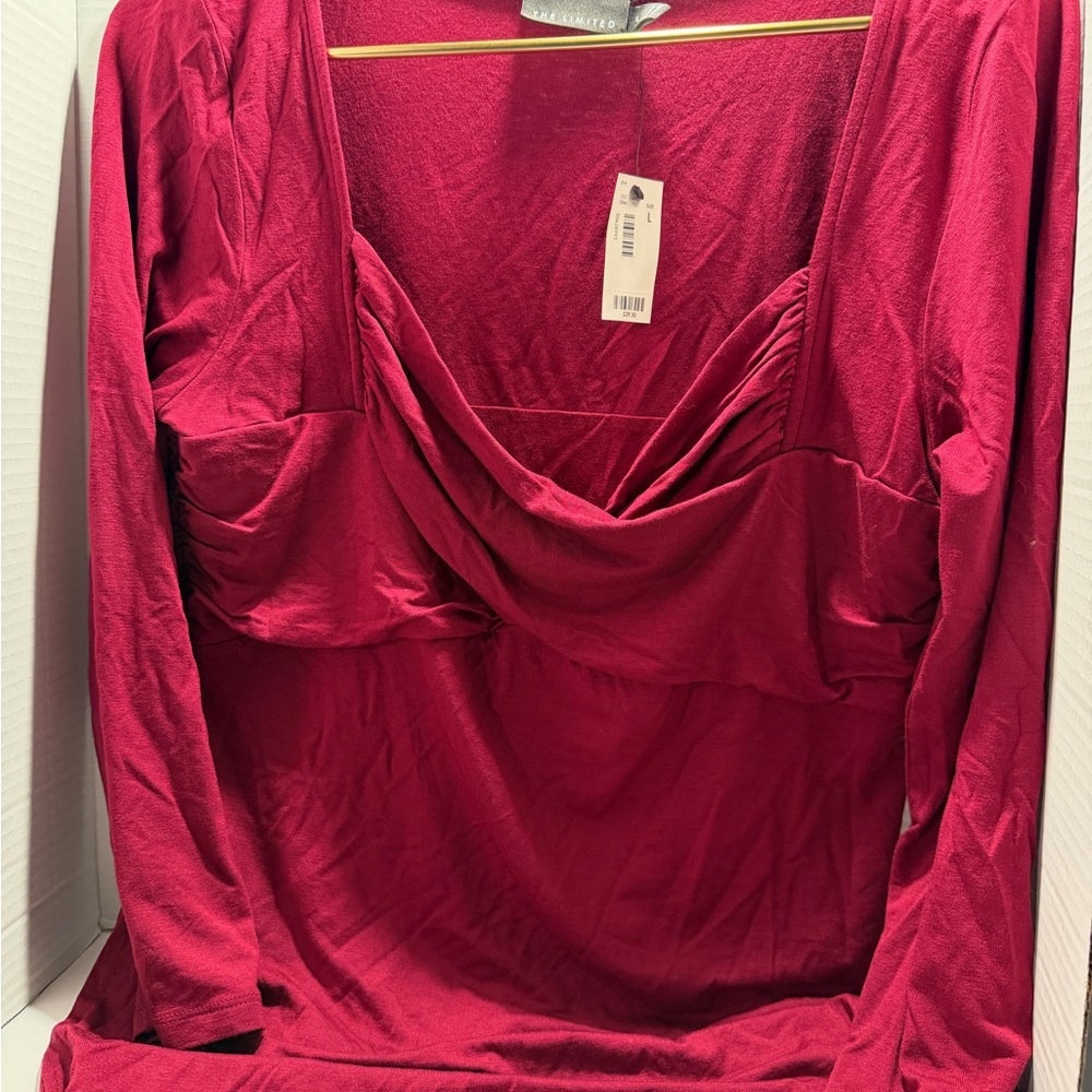 The Limited Red Drape Neck Top